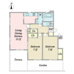 アクアセレス【0102号室】の間取り