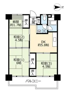 UR南港ひかりの【0160704号室】の間取り