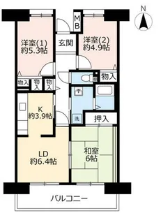 URサンヴァリエ金岡【0110205号室】の間取り