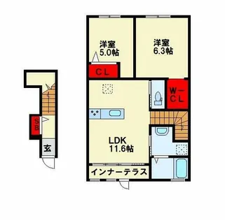 パルティール C棟【206号室】の間取り