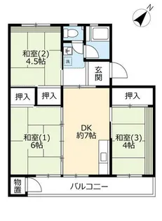 UR中登美第三【E250106号室】の間取り