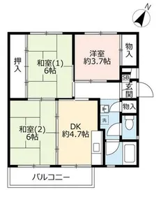 UR中登美第三【E190403号室】の間取り