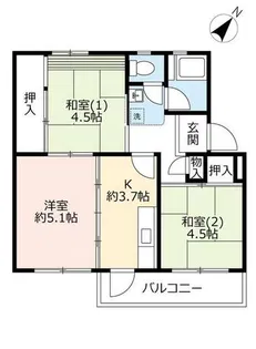 UR中登美第三【E210502号室】の間取り