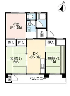 UR中登美第三【F080302号室】の間取り