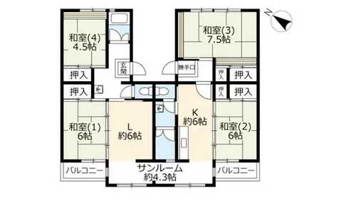 UR花山東【0050401号室】の間取り
