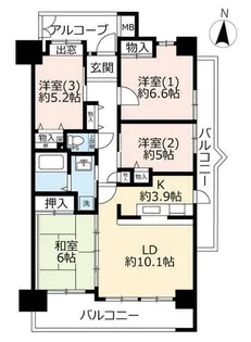 URアーバンラフレ虹ヶ丘西【0020509号室】の間取り