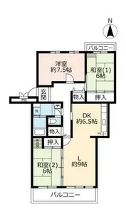 URオークタウン東茨木【0020405号室】の間取り