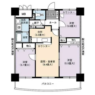 URサンクレア池下【0012105号室】の間取り