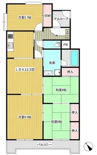 マンションアザレアA棟【2階】の間取り