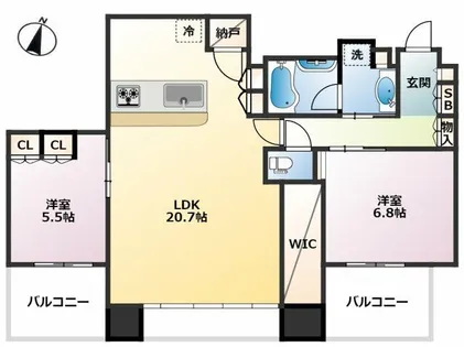 シティタワー梅田東【32階】の間取り