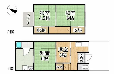 京都府京都市北区紫野西泉堂町【テラスハウス】の間取り