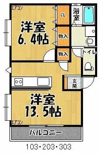 ネオハイツ上白川【203号室】の間取り