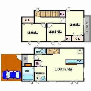 大阪府吹田市千里山高塚【テラスハウス】の間取り