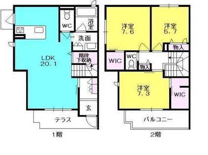 シャーメゾン殿山町【101号室】の間取り