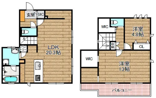 大阪府高槻市日吉台五番町【一戸建】の間取り