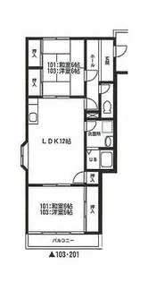 山田共同住宅【203号室】の間取り