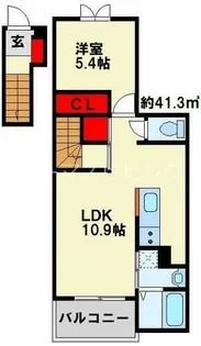 ラインハイム足立山D【303号室】の間取り