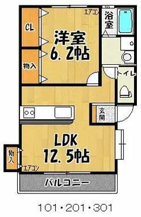 ネオハイツ上白川【301号室】の間取り