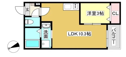 1LDKの間取り画像