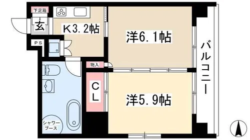 レインボーピア記念橋【0803号室】の間取り