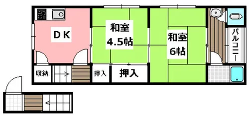 西畑ハイツ【13号室】の間取り