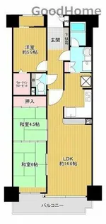 シャルマンコーポ神戸花山【1階】の間取り