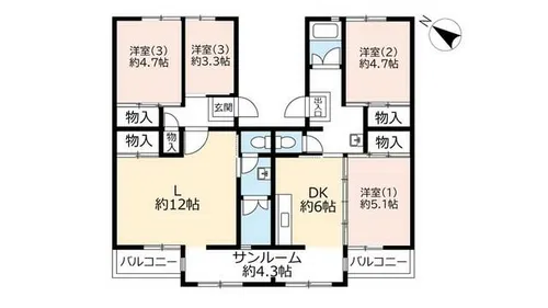 UR花山東【0010203号室】の間取り