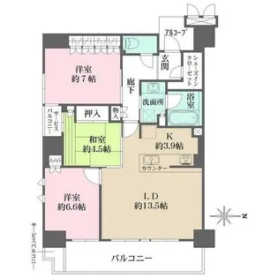 ルネグラン西宮北口昭和園【7階】の間取り