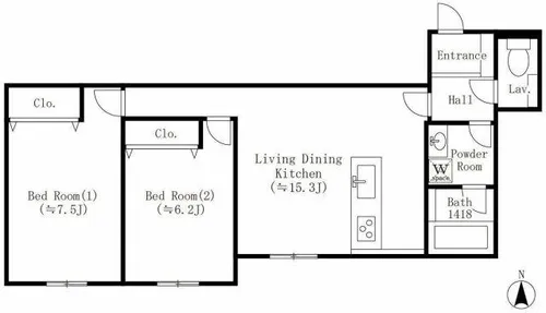 堂島レジデンス【12階】の間取り