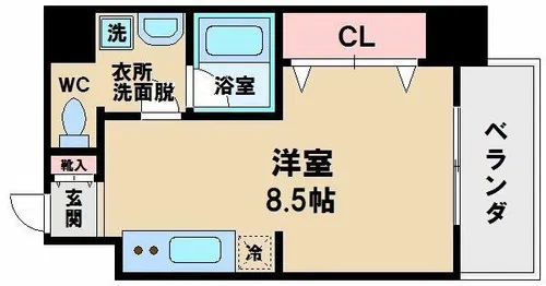 ヴィレッジリバー阿倍野【6階】の間取り