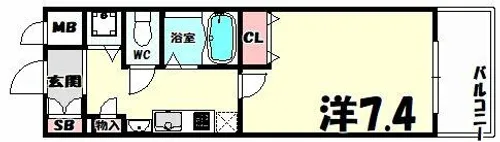 プレサンス神戸駅前グランツ【7階】の間取り
