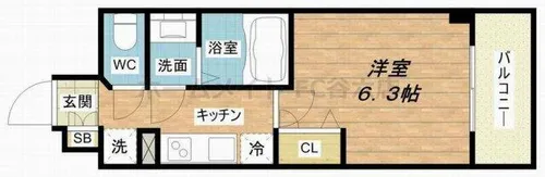 プレサンス四天王寺前夕陽ヶ丘アクティ【5階】の間取り