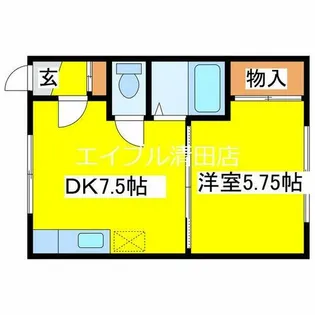 藤ハイツ第12【102号室】の間取り