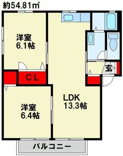 リバーサイド小野田【2階】の間取り