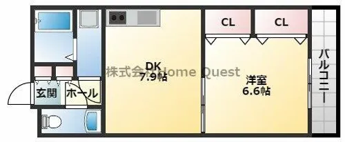 プリムローズ八戸ノ里【3階】の間取り