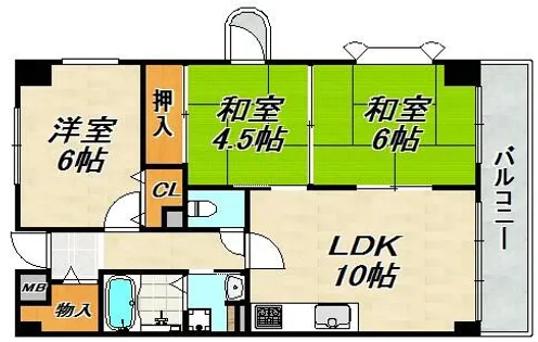 グリーンハイツ妙法寺A棟【3階】の間取り