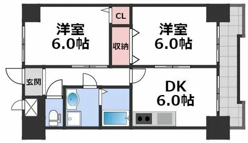 コーポ矢柄【10階】の間取り