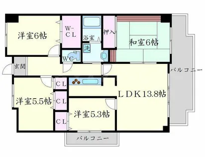 大阪府豊中市西緑丘2丁目【マンション】の間取り