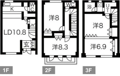 愛知県名古屋市守山区新城【テラスハウス】の間取り