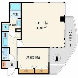 エルミタージュ難波南Ⅲ【5階】の間取り
