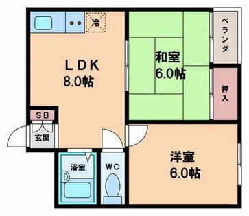 ドムール帝塚山南【2階】の間取り