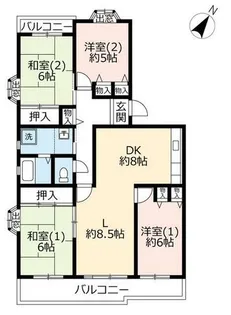UR平城左京【0110304号室】の間取り