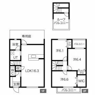 福岡県春日市白水池1丁目【テラスハウス】の間取り