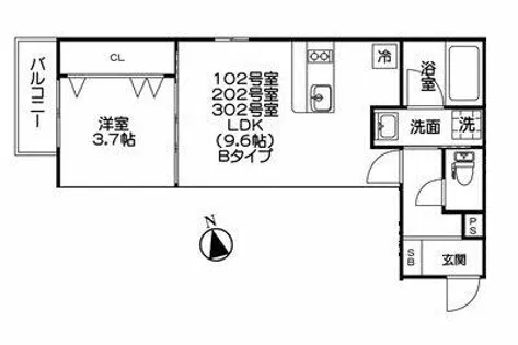 ジュネス宝生町【3階】の間取り