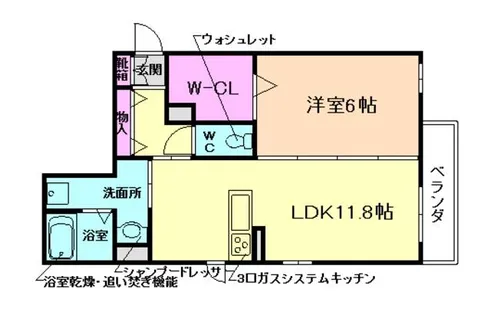 ラ プルミエール シャーメゾン【201号室】の間取り
