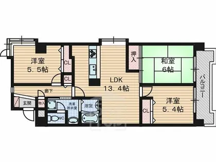 パロス沢良宜【3階】の間取り