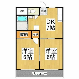 尾崎ハイツC棟【2階】の間取り