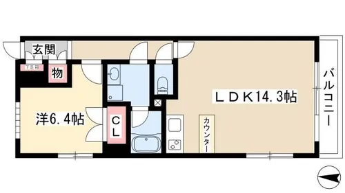 レジディア久屋大通Ⅱ(旧マーレ)【0701号室】の間取り