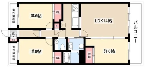 ビラ三秀山中【4階】の間取り