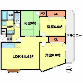 カルム千里山土井【1階】の間取り